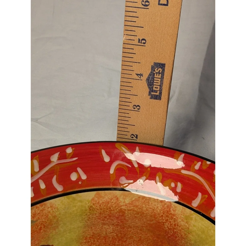Certified International Artichoke Ceramic Pasta Serving Bowl Red Gold 11.25 inch